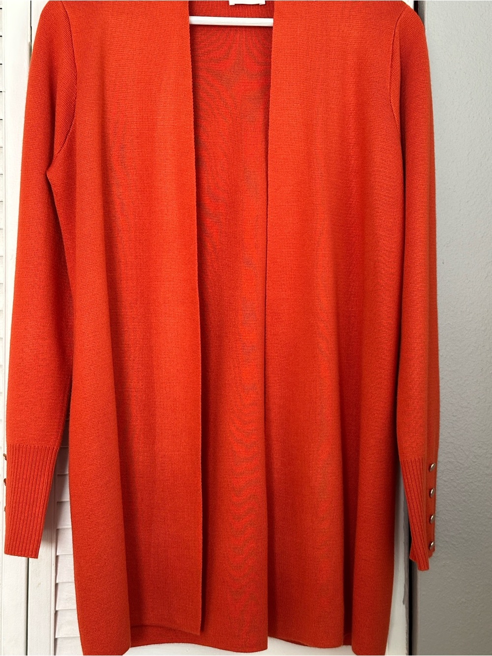 Cyrus Knit Cardigan Sweater Womens Medium M Orange Ribbed Open Front Rayon Blend